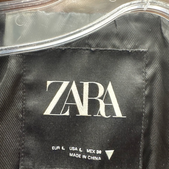 Zara Brown Faux Leather Women's Coat fashionable for spring - Picture 5 of 5
